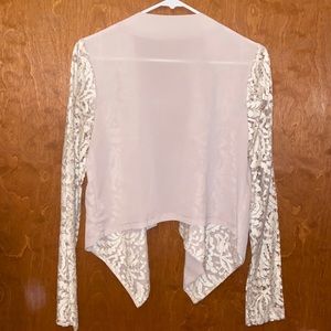 Charlotte Russe cream sweater with lace sleeves